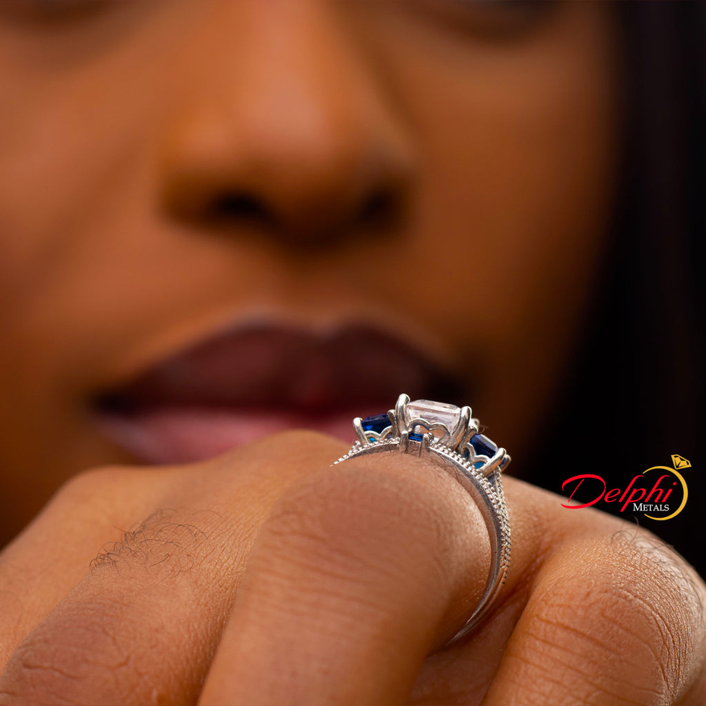 Sterling Silver with Sapphire Bridal Set - 01AS68