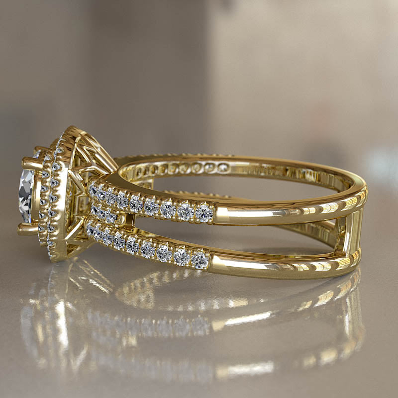 1.46ct Round Diamond Open Split Shank Double Halo Engagement Ring - 02US36