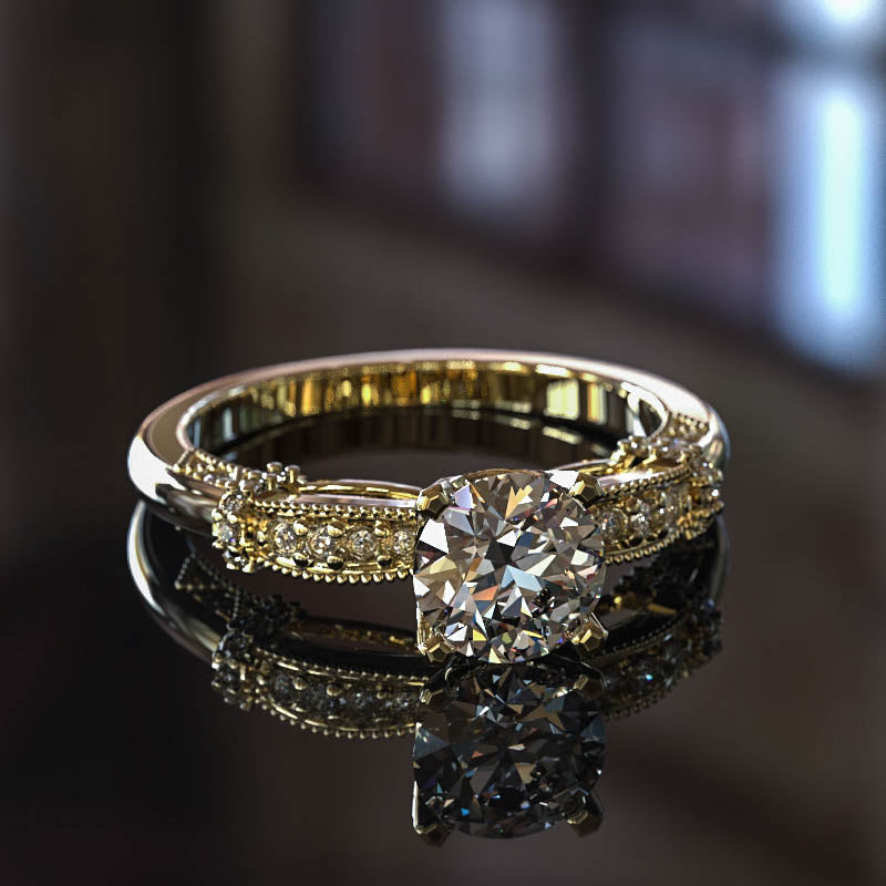 1.3ct Round Diamond Gold Engagement Ring - 02US48