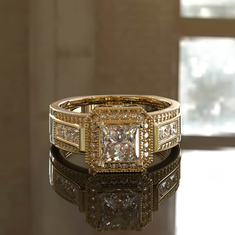 2.34ct Princess Cut Diamond Engagement Ring - 02US49