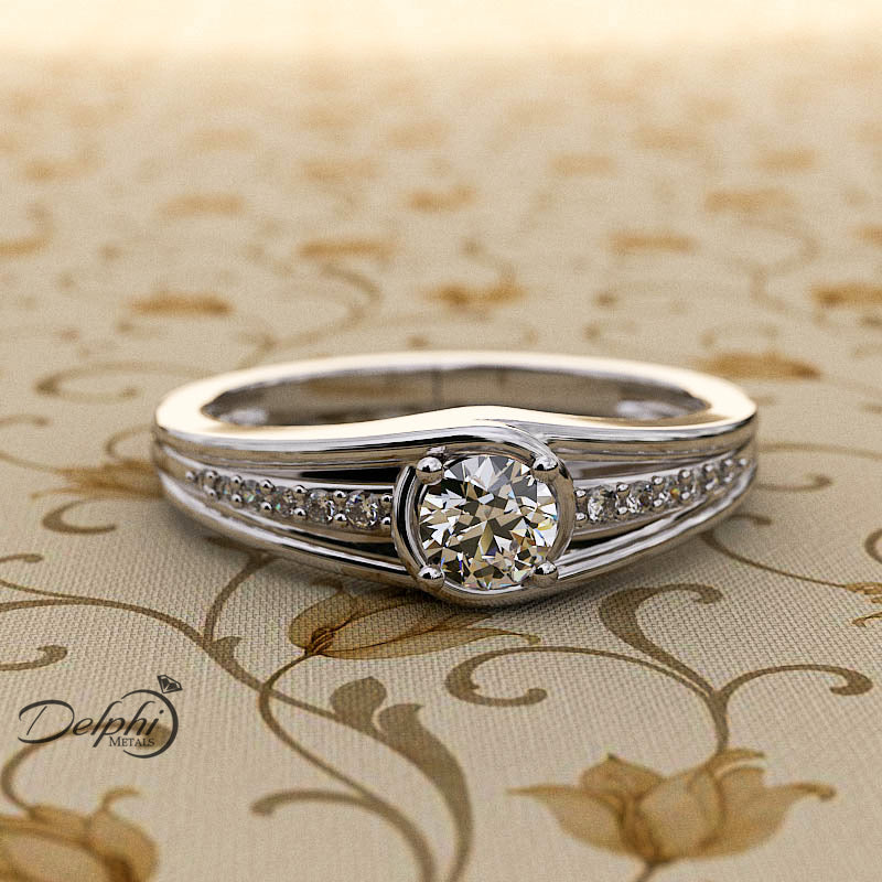 0.3ct Round Diamond Gold Engagement Ring - 02US53