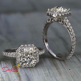 Gold Pave Halo and Shank 2.74 Carat Diamond Engagement Ring (Radiant Centre) - 02US61