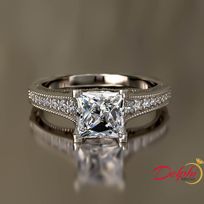 0.83ct Princess Cut Diamond Engagement Ring - 02US74