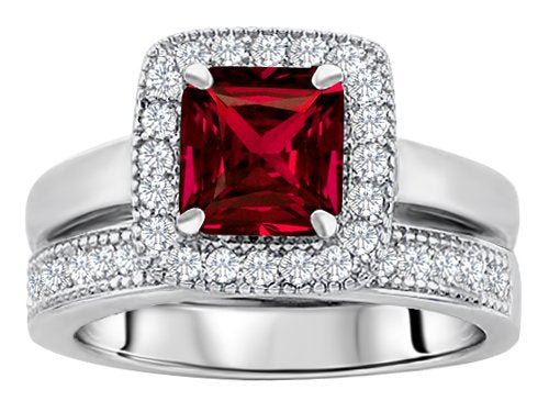 Ruby Engagement Wedding Set