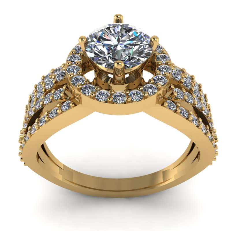 1.56ct Round Cut Diamond Gold Engagement Ring - 03US34