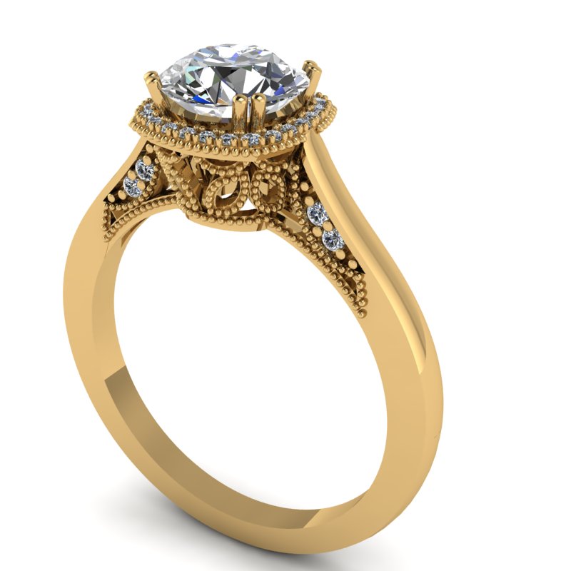 1.25ct Brilliant Cut Diamond Gold Halo Engagement Ring - 03US41