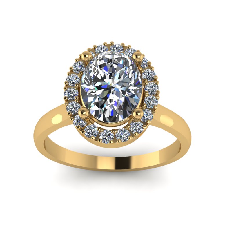 1.61ct Oval Diamond Gold Halo Engagement Ring - 03US51
