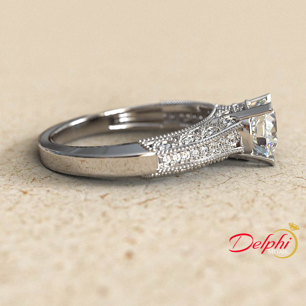 1.1ct Round Diamond Gold Engagement Ring - 03US68