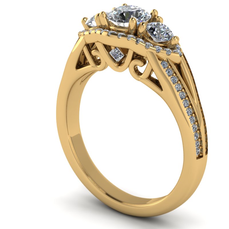 1.13ct Round Cut Diamond Gold Engagement Ring - 03US75