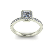 1.03ct Princess Cut Halo Gold Engagement Ring - 03US79