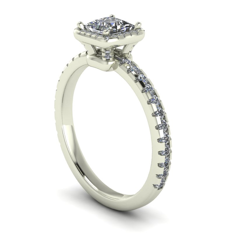 1.03ct Princess Cut Halo Gold Engagement Ring - 03US79