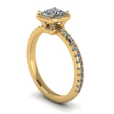 1.03ct Princess Cut Halo Gold Engagement Ring - 03US79