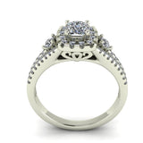 0.87ct Cushion Square Diamond Halo Gold Engagement Ring - 03US80