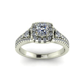 0.87ct Cushion Square Diamond Halo Gold Engagement Ring - 03US80