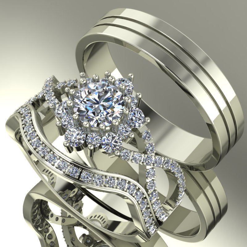 1.64ct Round Diamond Gold Complete Wedding Set - 03US81