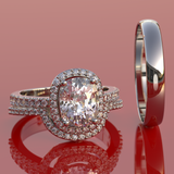 4.66ct Cushion Cut Halo Gold Complete Wedding Set  - 04US34