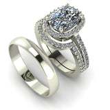 4.66ct Cushion Cut Halo Gold Complete Wedding Set  - 04US34