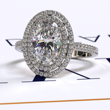 3.42 Oval Diamond Double Halo Engagement Ring - 04US56