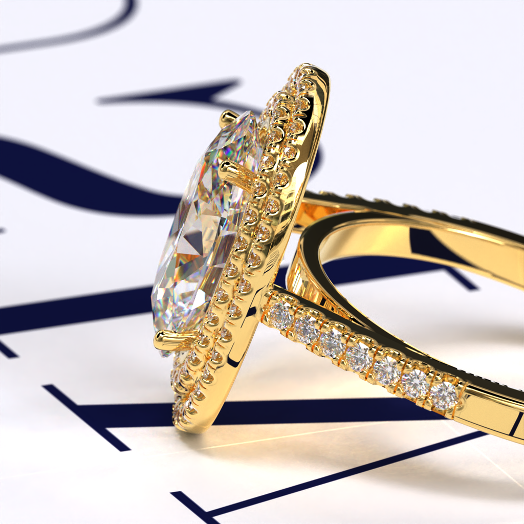 3.42 Oval Diamond Double Halo Engagement Ring - 04US56