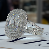 9.83ct Cushion cut Double Halo Split Shank Gold Engagement Ring - 04US60