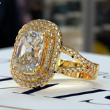 9.83ct Cushion cut Double Halo Split Shank Gold Engagement Ring - 04US60
