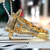 9.83ct Cushion cut Double Halo Split Shank Gold Engagement Ring - 04US60