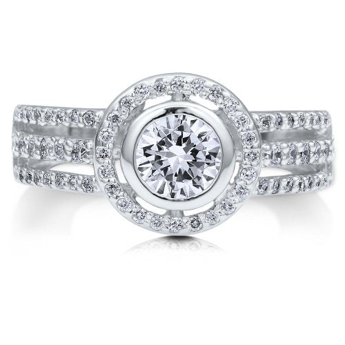 CZ Halo Solitaire Engagement Ring - 08AB03