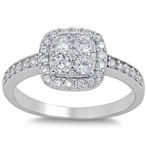 Sterling Silver Halo Engagement Ring - 08AB45