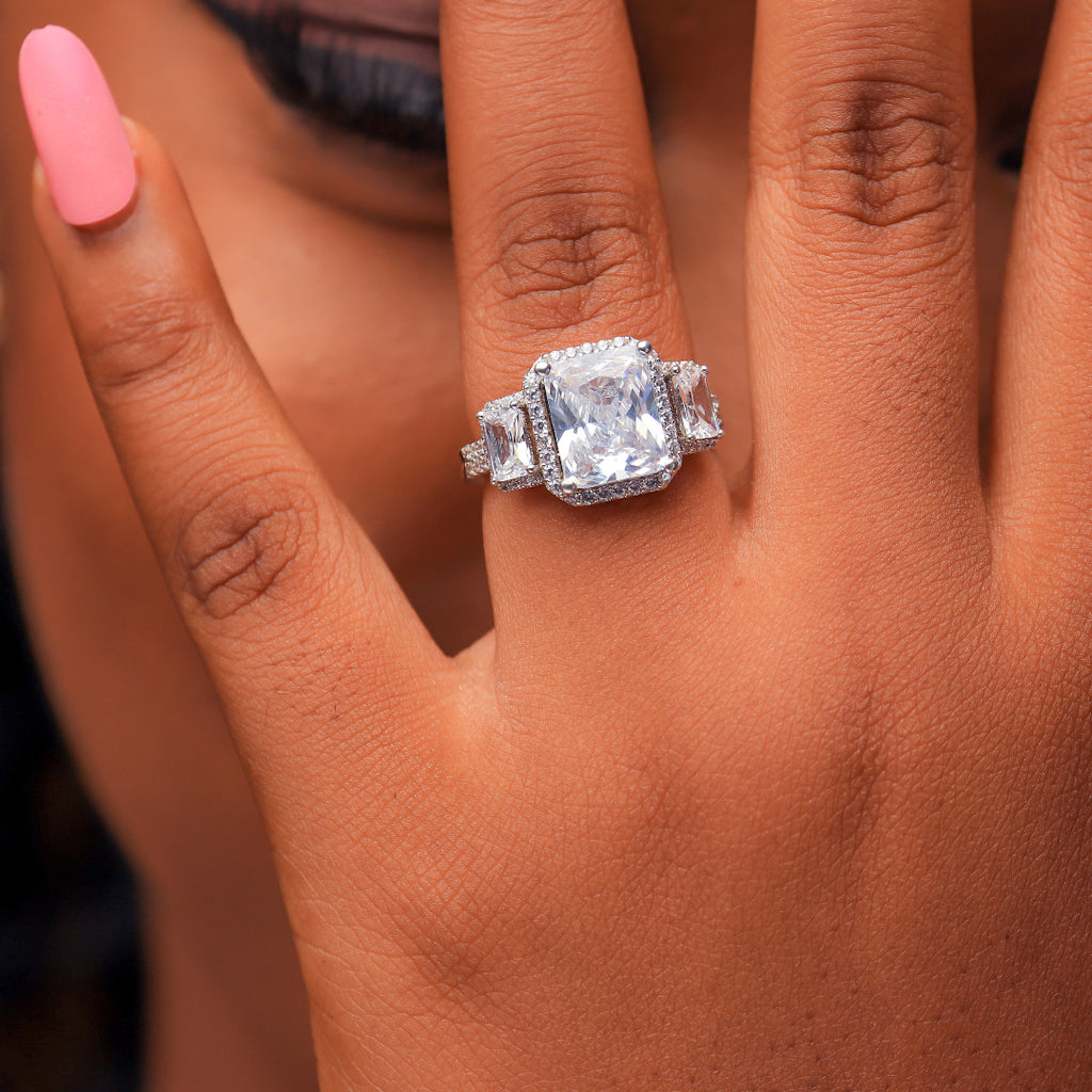 Sterling Silver Engagement Ring - 10AB21