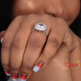 Cushion Cut Sterling Silver Engagement Ring - 10AS02