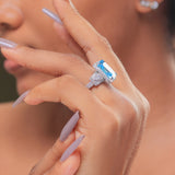 Aquamarine Sterling Silver Engagement Ring - 10AS50