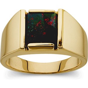 14K Yellow Gold Genuine Bloodstone Ring - 17GG58