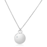 Sterling Silver 18 inch Necklace with Polished Disc with Diamond-rx55777-18