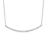 Sterling Silver Curved Bar Necklace with Cubic Zirconias-rx96579-18