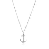 Sterling Silver Anchor Necklace with Cubic Zirconias-rx67979-18