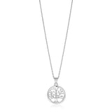 Sterling Silver inch Round Tree of Life Necklace-rx57506-18