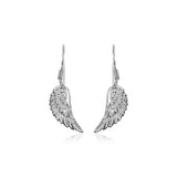 Sterling Silver Textured Angel Wing Earrings-rx16229