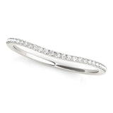 14k White Gold Pave Style Setting Curved Diamond Wedding Band (1/10 cttw)-rxd29605y28bt
