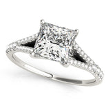 14k White Gold Princess Cut Split Shank Diamond Engagement Ring (1 1/8 cttw)-rxd51876y28bt
