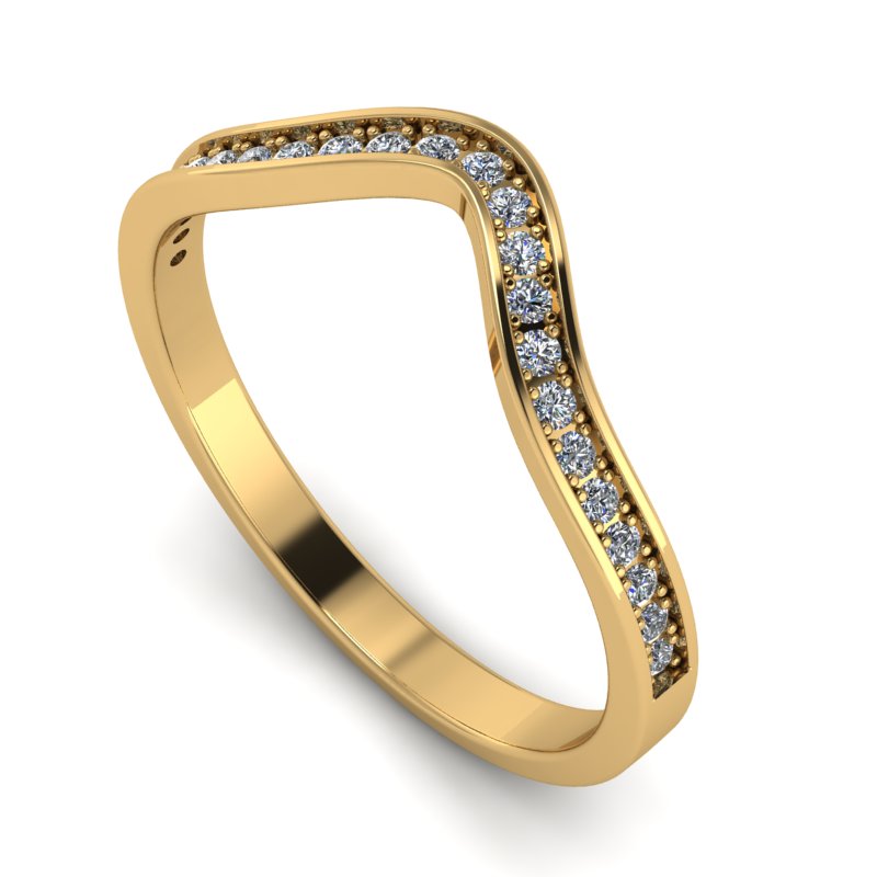 0.19ct Round Diamond Gold Curvy Wedding Band - 05US02