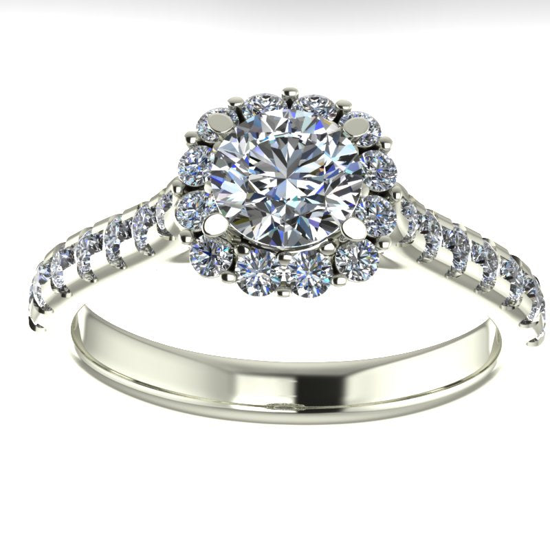 1.1ct Brilliant Cut Diamond Gold Halo Engagement Ring - 05US07