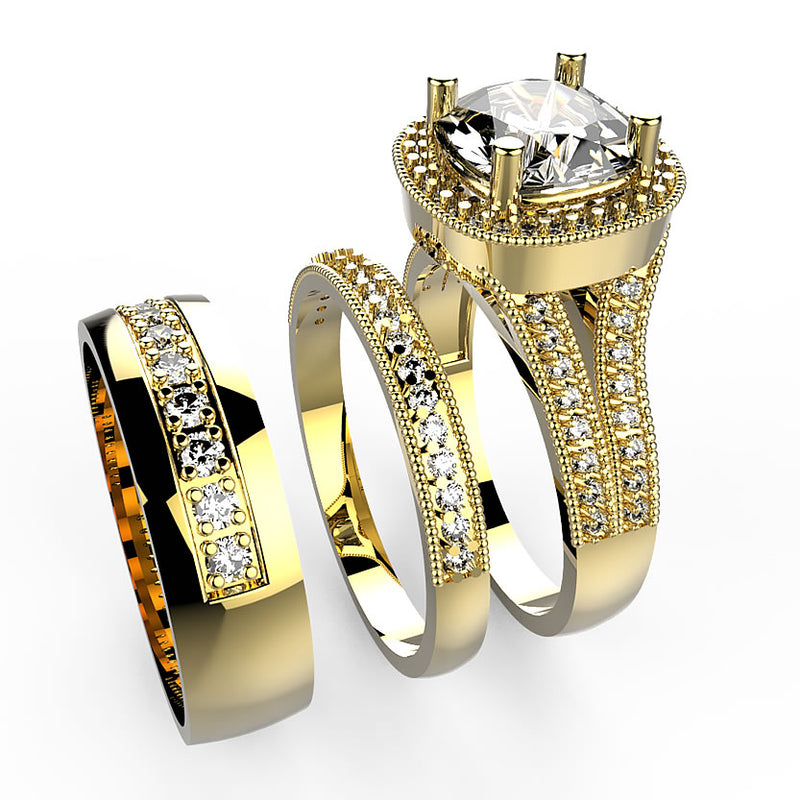 Gold Trio Wedding Set - 01AD02