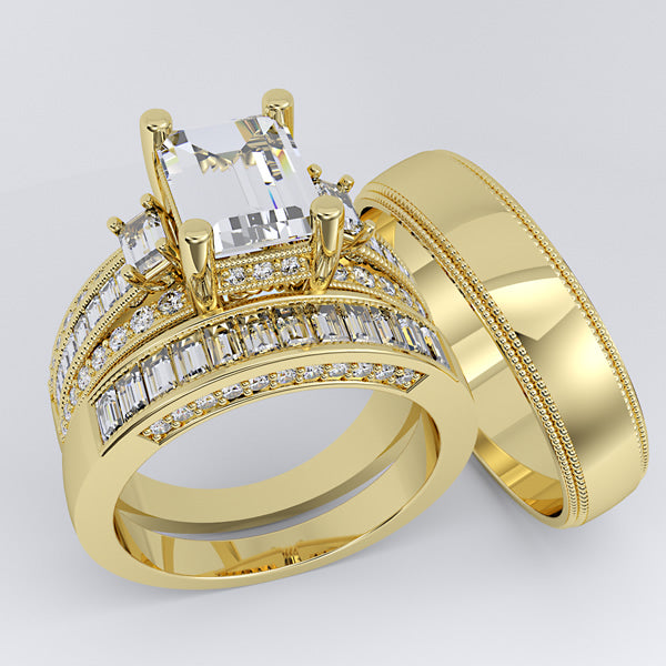 Gold Trio Wedding Set - 01AD40