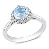 Sterling Silver Gemstone and Diamond Ring - 01AQ03