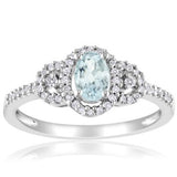 Sterling Silver Aquamarine and Diamond Ring - 01AQ07