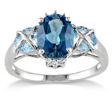Sterling Silver, Diamond and Blue Topaz Ring - 01AQ09
