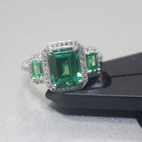 Sterling Silver Emerald Engagement Ring - 01AS13