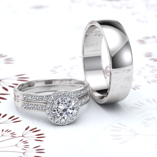 Gold and Tungsten Complete Wedding Set - 01BC01