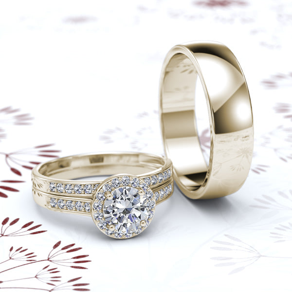 Gold and Tungsten Complete Wedding Set - 01BC01