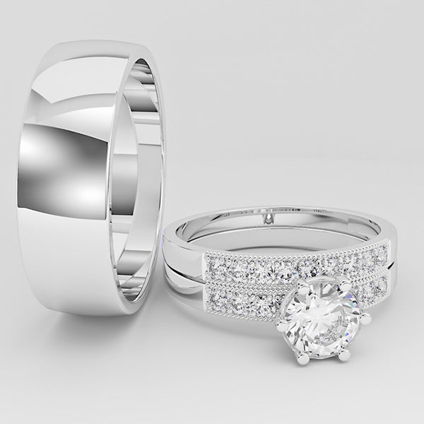 Gold and Tungsten Complete Wedding Set - 01BC04